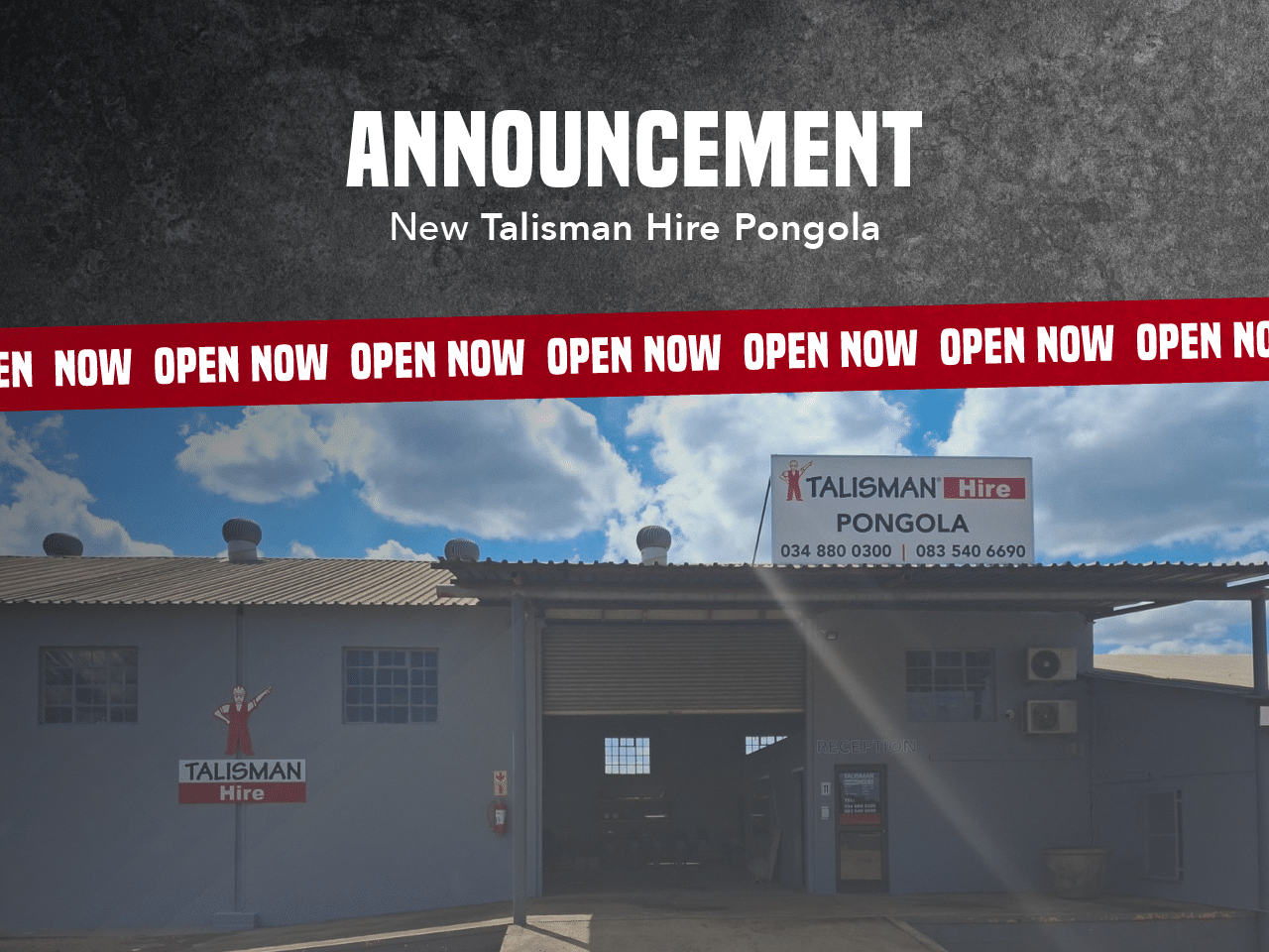 Talisman Hire Pongola branch exterior in Northern KwaZulu-Natal